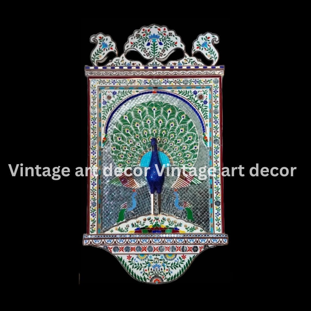 framed peacock vintage art decor