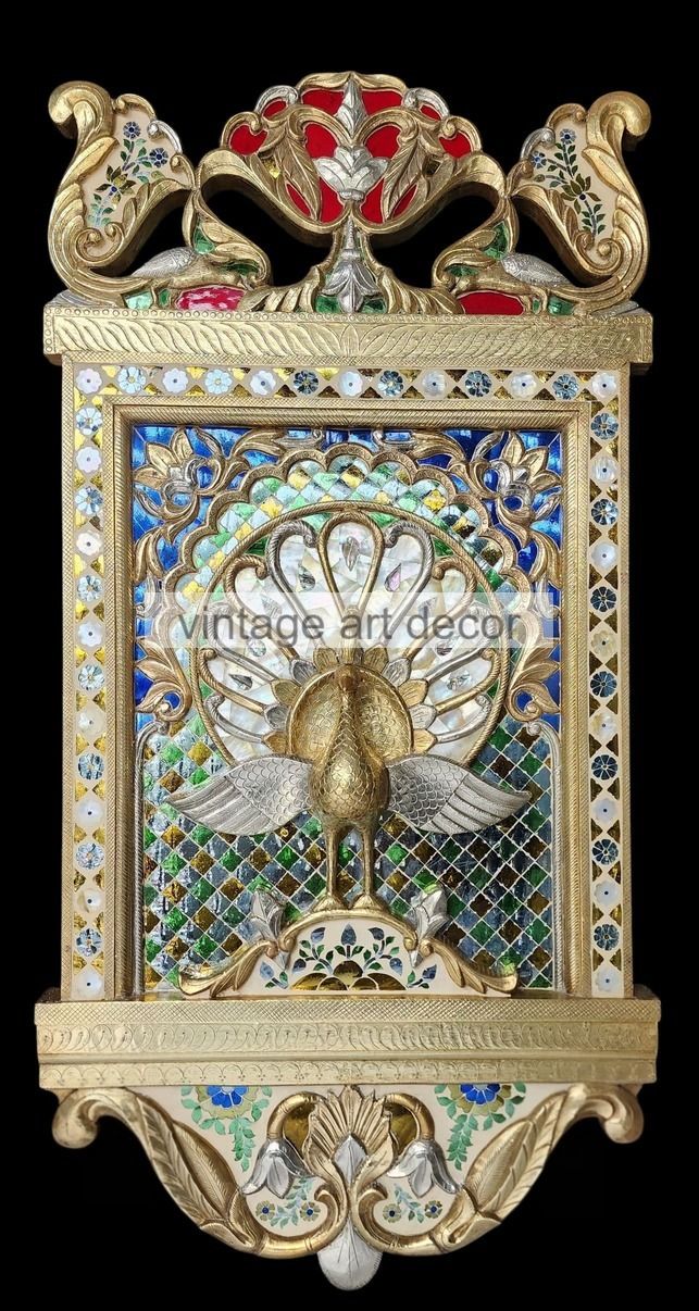 Golden Themed Peacock Wall Artwork
