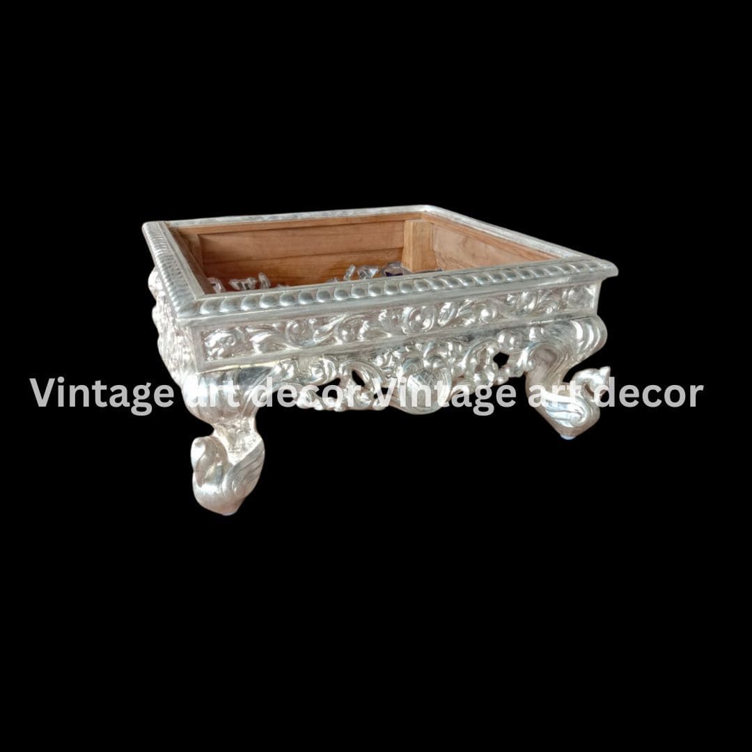silver themed tray by vintage art decor